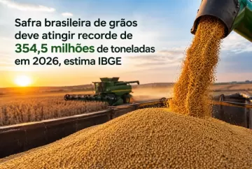 Safra brasileira de grãos deve atingir recorde de 354,5 milhões de toneladas em 2026, estima IBGE