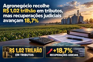 Agronegócio recolhe R$ 1,02 trilhão em tributos, mas recuperações judiciais avançam 18,7%