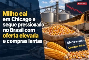 Milho cai em Chicago e segue pressionado no Brasil com oferta elevada e compras lentas