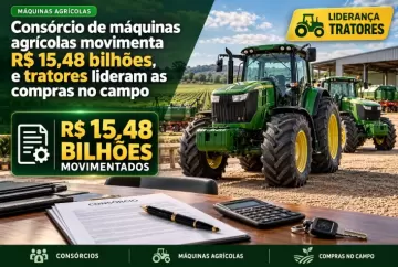 Consórcio de máquinas agrícolas movimenta R$ 15,48 bilhões, e tratores lideram as compras no campo