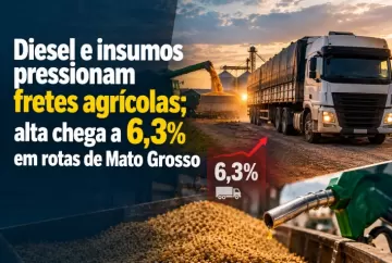 Diesel e insumos pressionam fretes agrícolas; alta chega a 6,3% em rotas de Mato Grosso