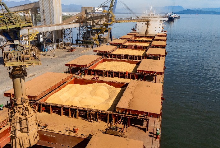 Porto de Paranaguá lidera exportações de soja, farelo e frango, consolidando posição no comércio internacional
