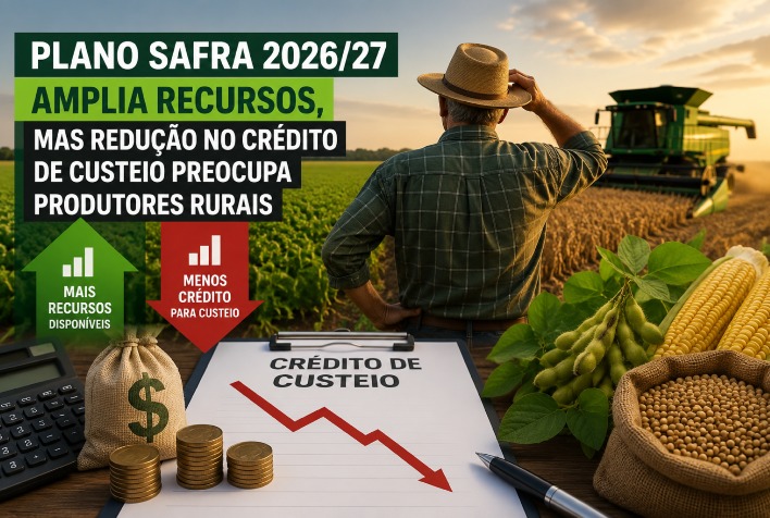 Plano Safra 2026/27 amplia recursos, mas redução no crédito de custeio preocupa produtores rurais