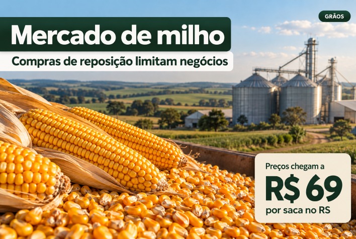 Mercado de milho: compras de reposição limitam negócios e preços chegam a R$ 69 no RS
