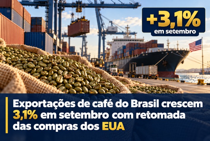 Exportações de café do Brasil crescem 3,1% em setembro com retomada das compras dos EUA