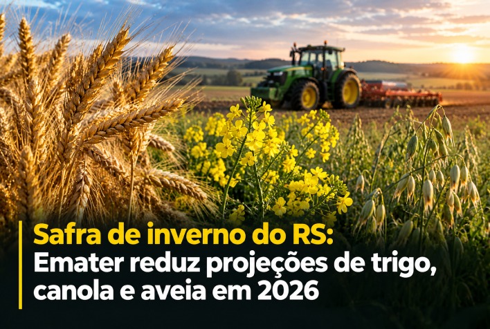 Safra de inverno do RS: Emater reduz projeções de trigo, canola e aveia em 2026
